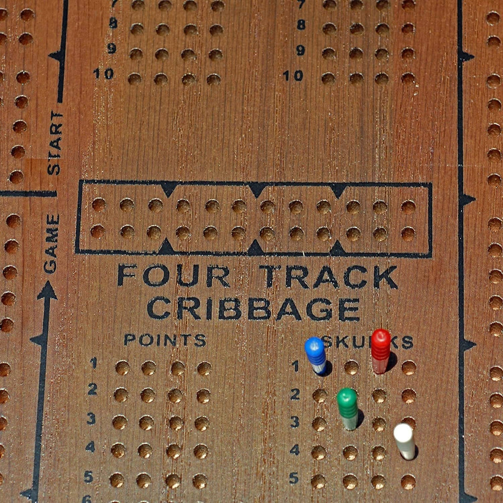 Classic Cribbage Set - Solid Oak Medium Stained 4 Track