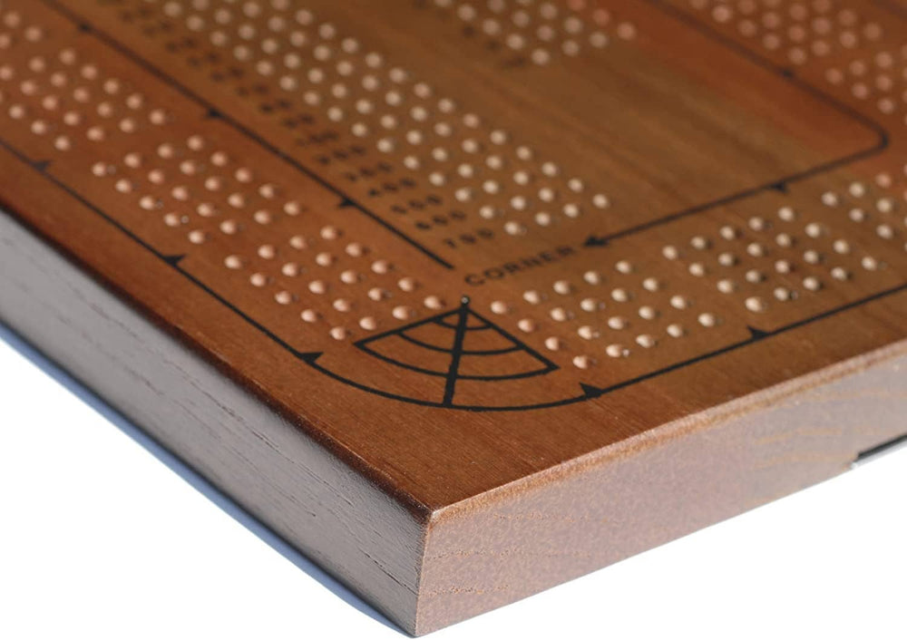 Classic Cribbage Set - Solid Oak Medium Stained 4 Track