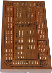 Classic Cribbage Set - Solid Oak Medium Stained 4 Track