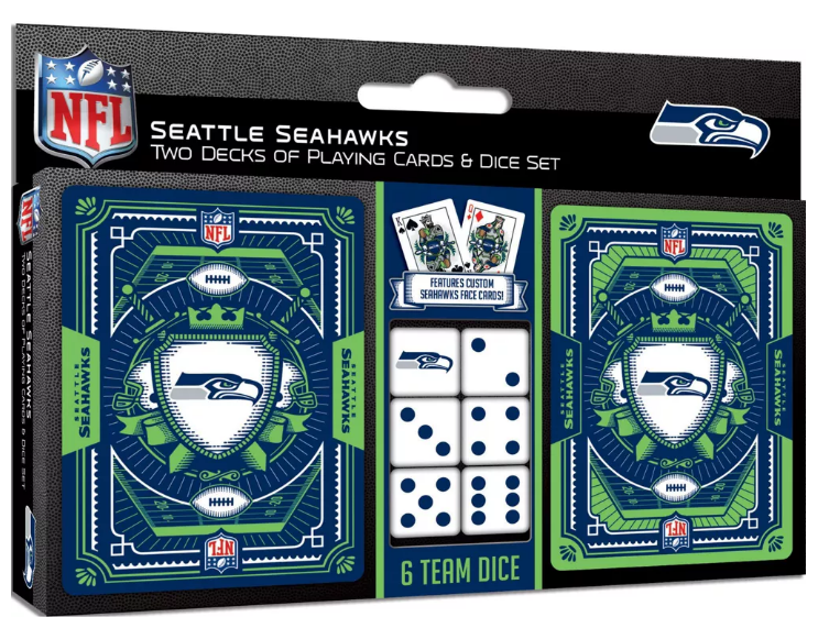 Seattle Seahawks 2-Pack Playing cards & Dice set