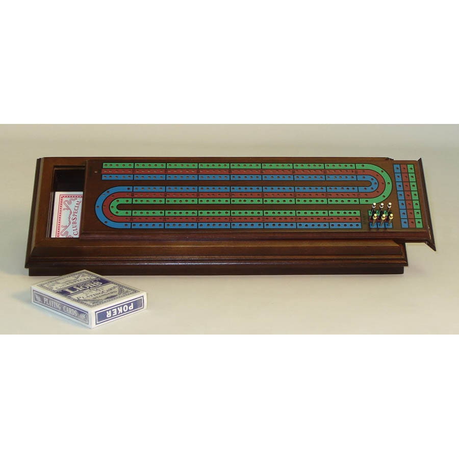 Inlaid Cribbage Box with Cards