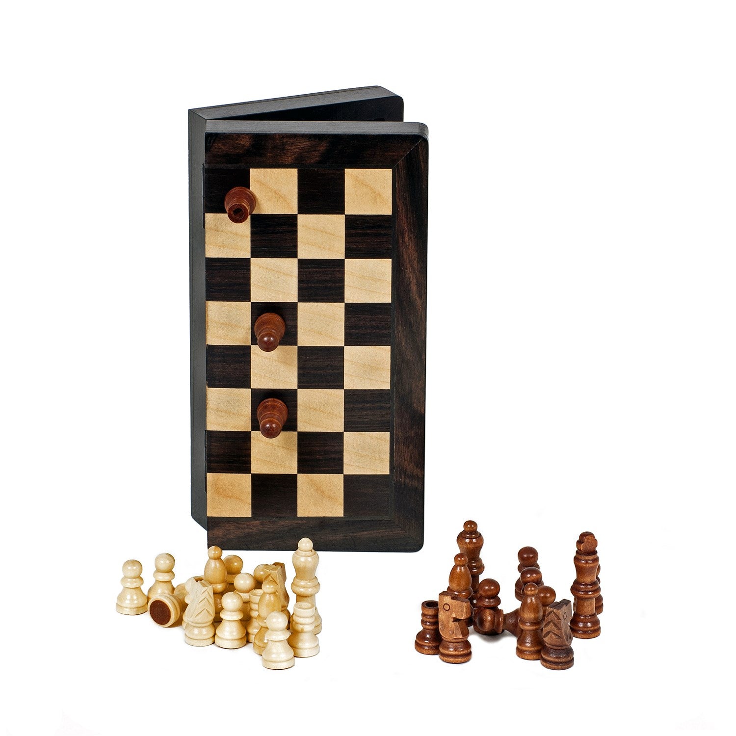 Travel Wood Magnetic Chess Set – 8 Inch